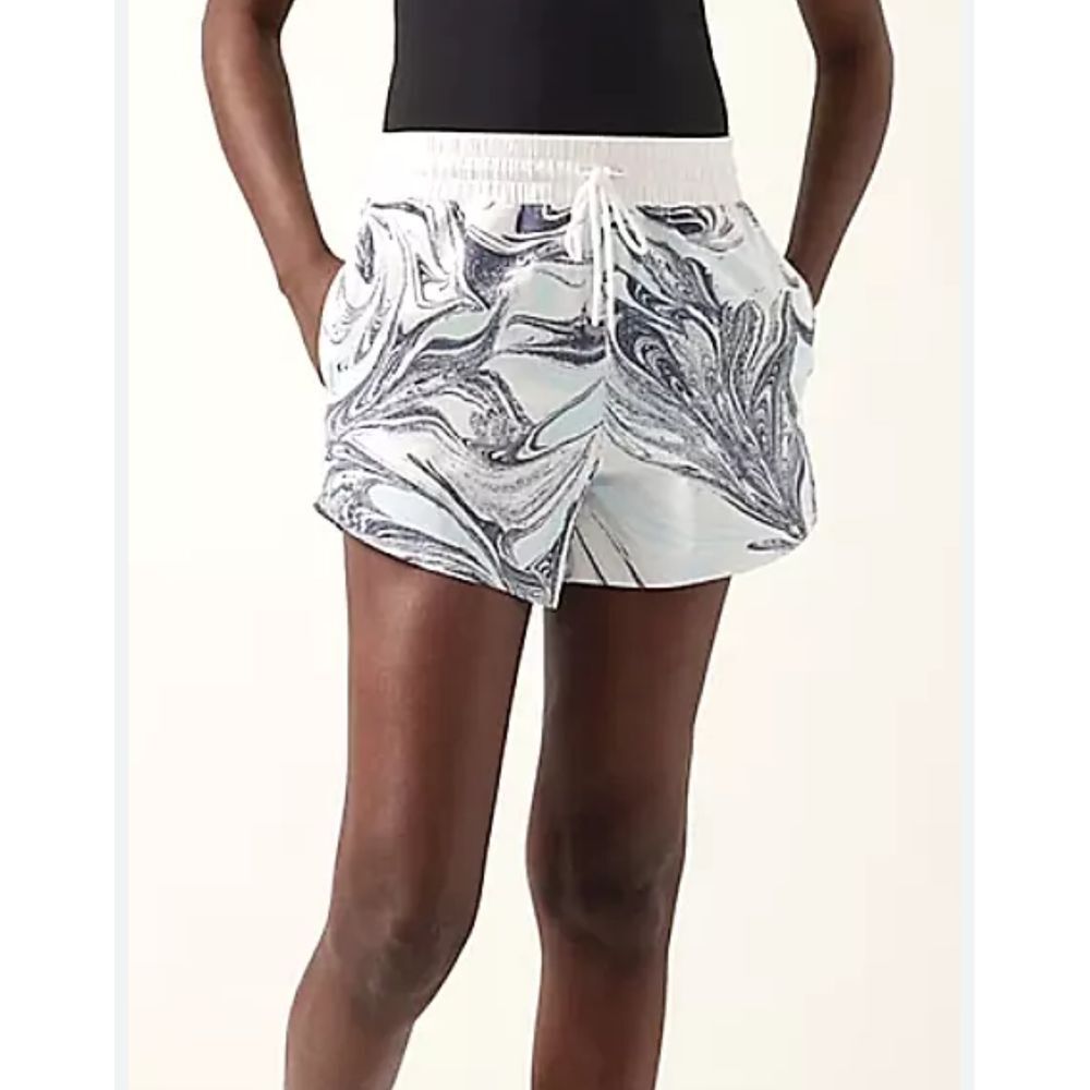 Athleta White & Navy Marble Athletic Shorts